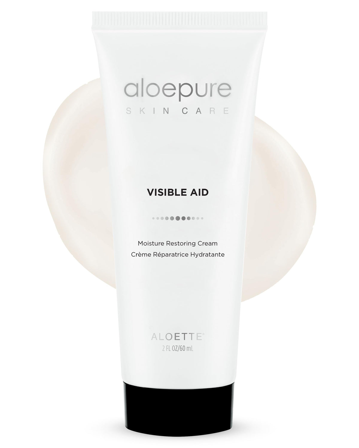 Aloette Visible Aid jar close-up with label, soothing irritated skin.