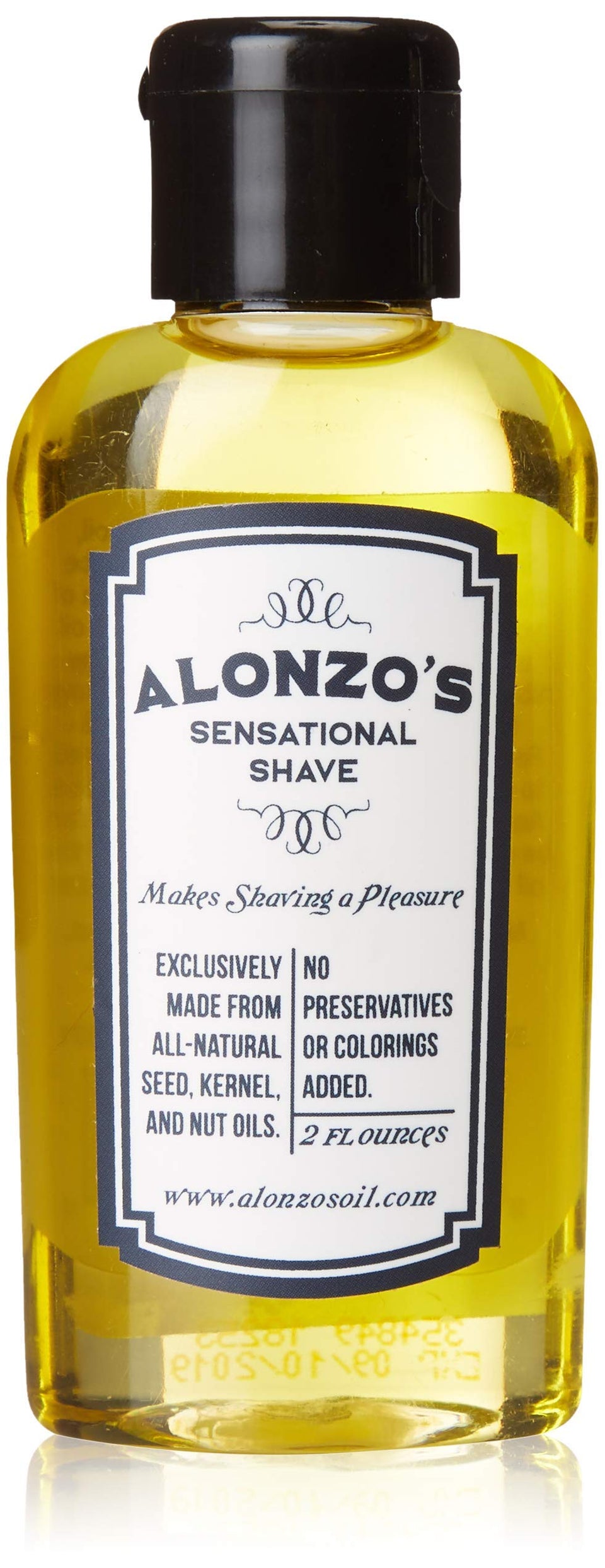 Alonzo's Sensational Shave oil front bottle for smooth, natural lubrication.