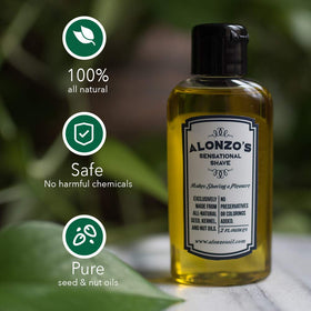Close-up of label showing all-natural ingredients for healthy skin.