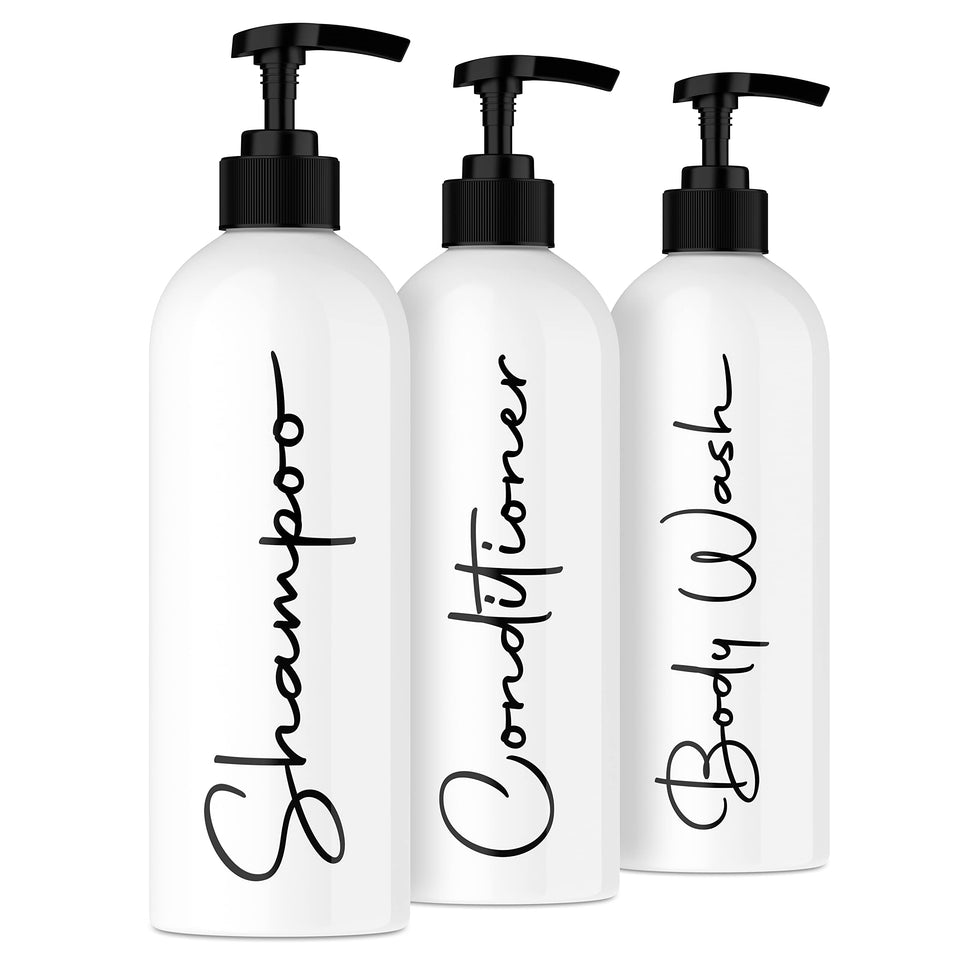 Alora 16oz dispenser set of three for organized shower storage.