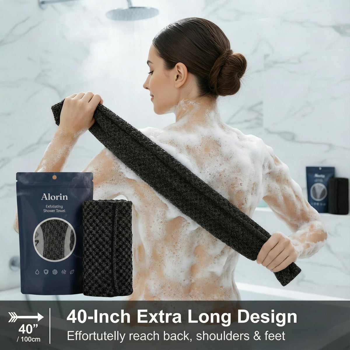 Alorin Towel dual-textured design pink for gentle cleansing and deeper exfoliation.