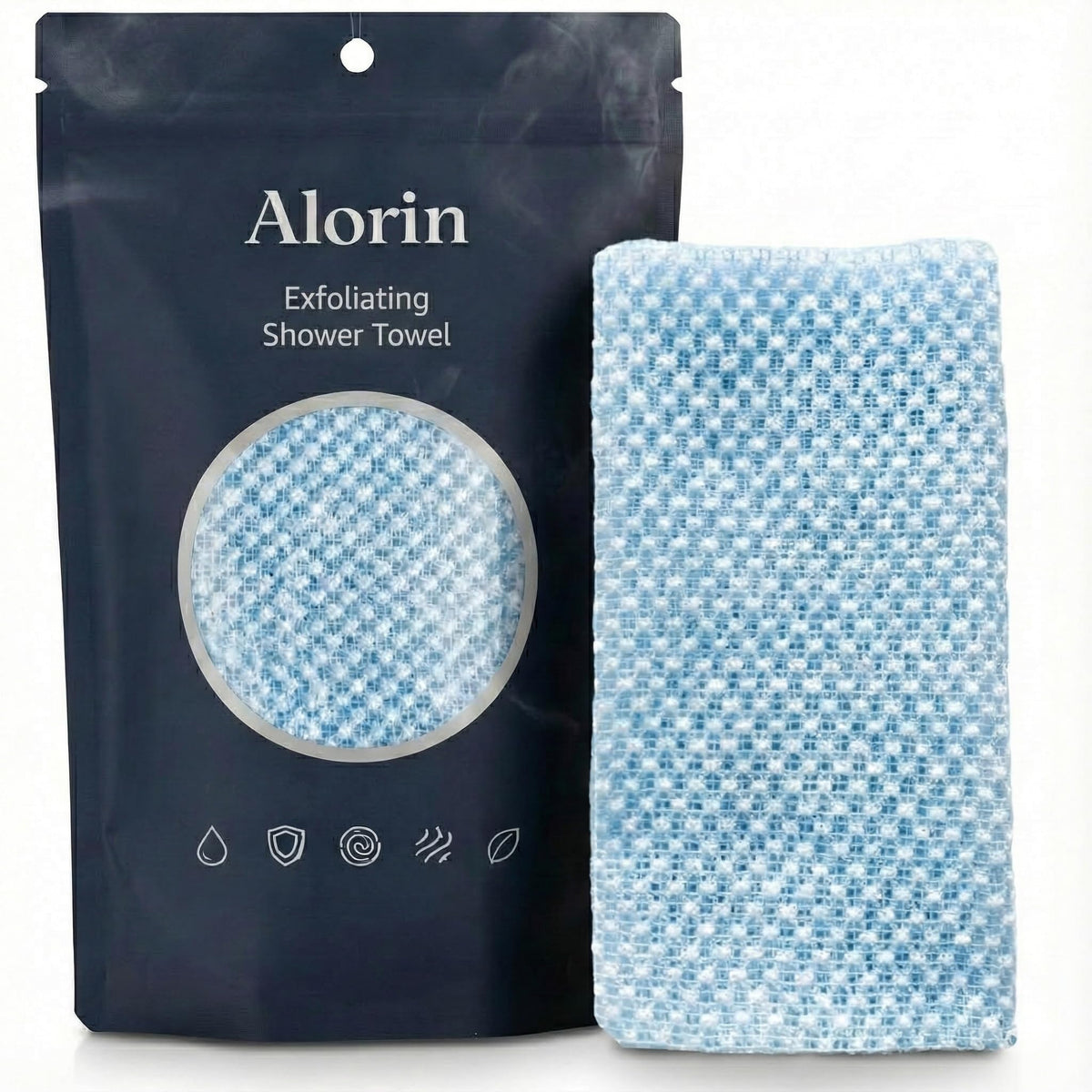 Alorin Towel – Exfoliating Shower Towel with Dual Texture & 40-Inch Reach