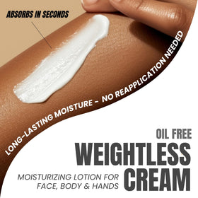 Alozera moisturizer on face and hands demonstrates quick absorption and comfort.