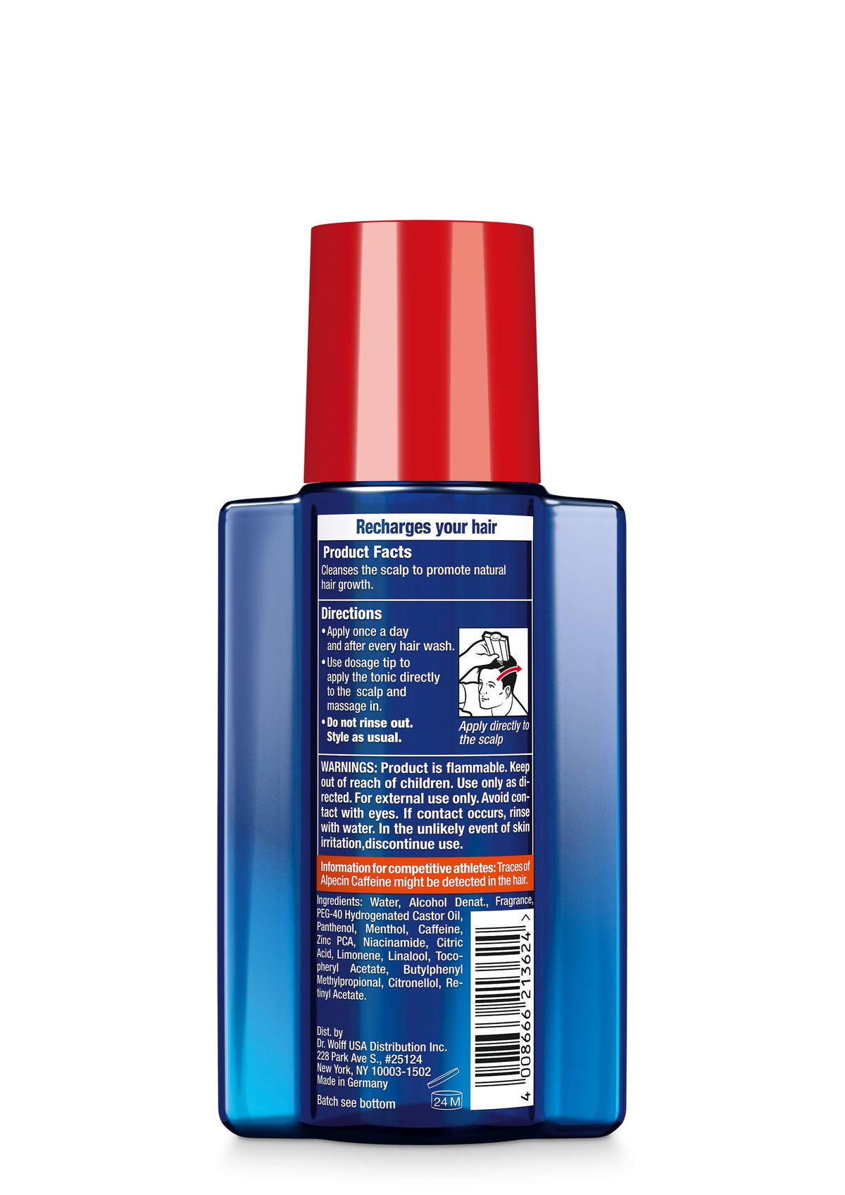 Applying the tonic to damp hair supports scalp care between washes