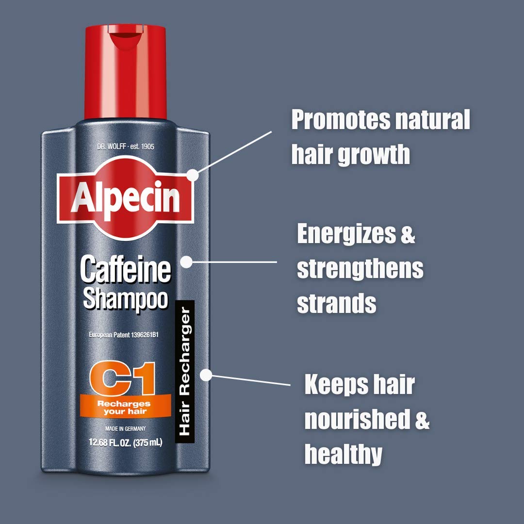 Pouring Alpecin C1 into hand reveals light, non-greasy lather ideal for daily use.