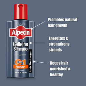 Pouring Alpecin C1 into hand reveals light, non-greasy lather ideal for daily use.