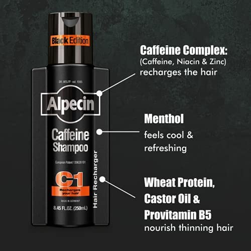 Alpecin Caffeine Shampoo C1 Black Edition lather demonstrates cleansing and scalp energizing action