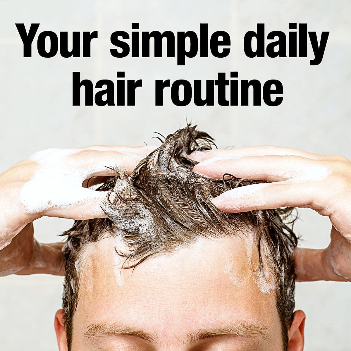 Alpecin Caffeine Shampoo C1 bottle with towel, helps hair look refreshed.
