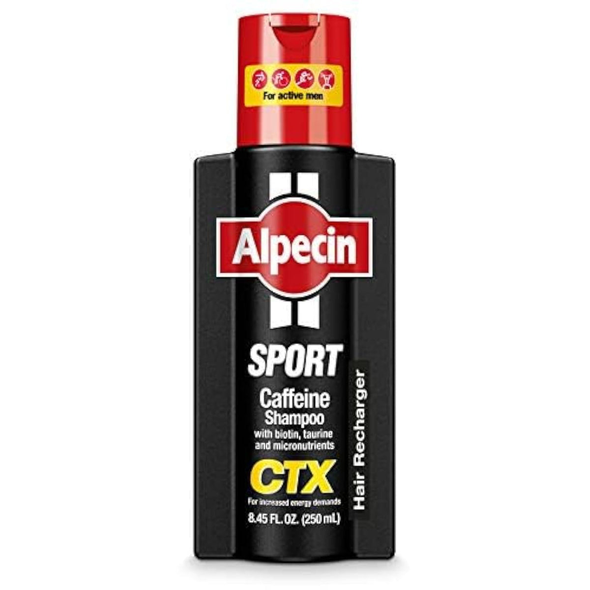 Alpecin CTX Sport bottle highlighting an energizing daily cleanse.
