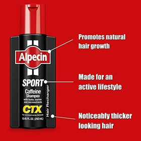 Alpecin CTX Sport ingredients highlight caffeine and biotin for fuller look.