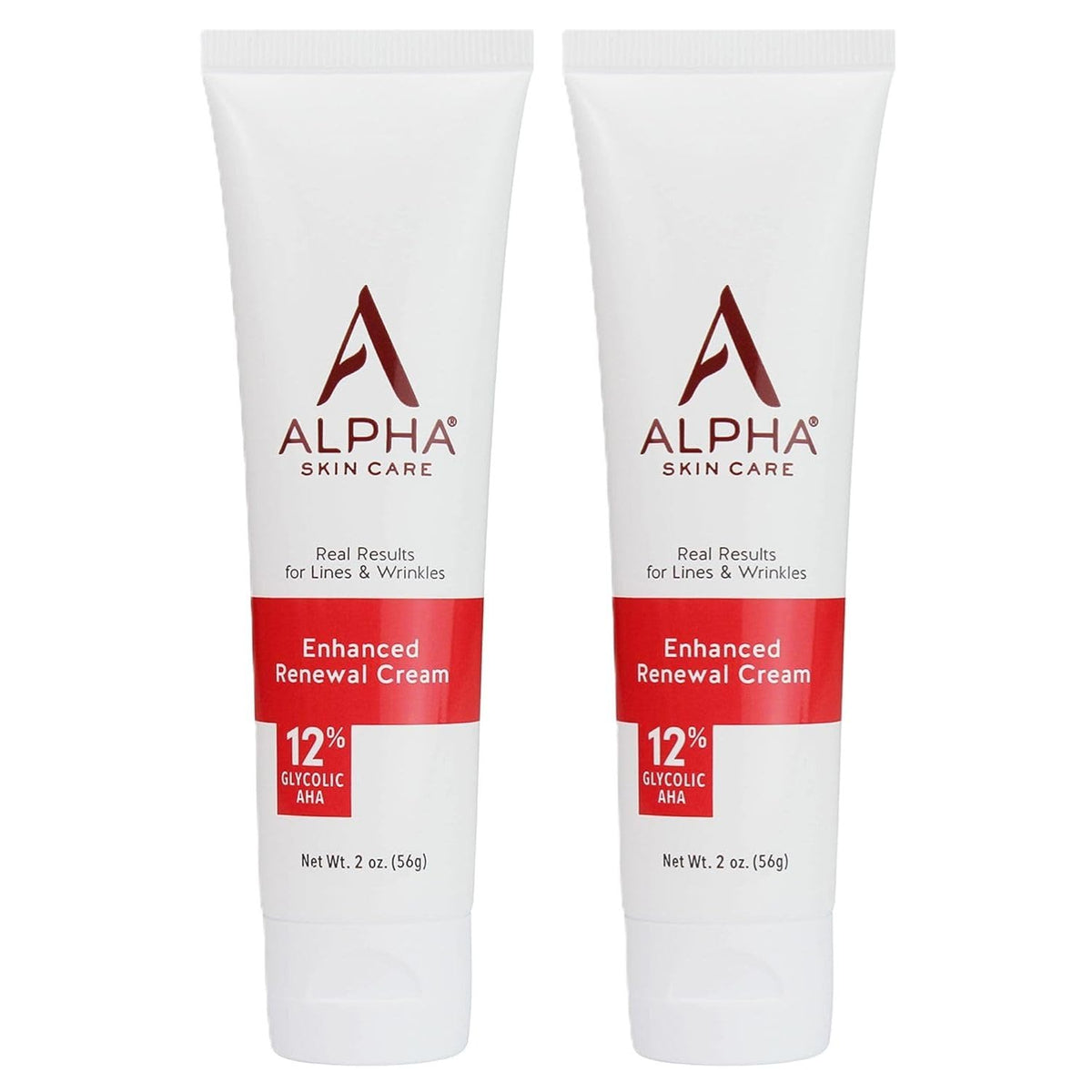 Alpha Skin Care Enhanced Renewal Cream jar front shows premium anti-aging formula for smoother skin.