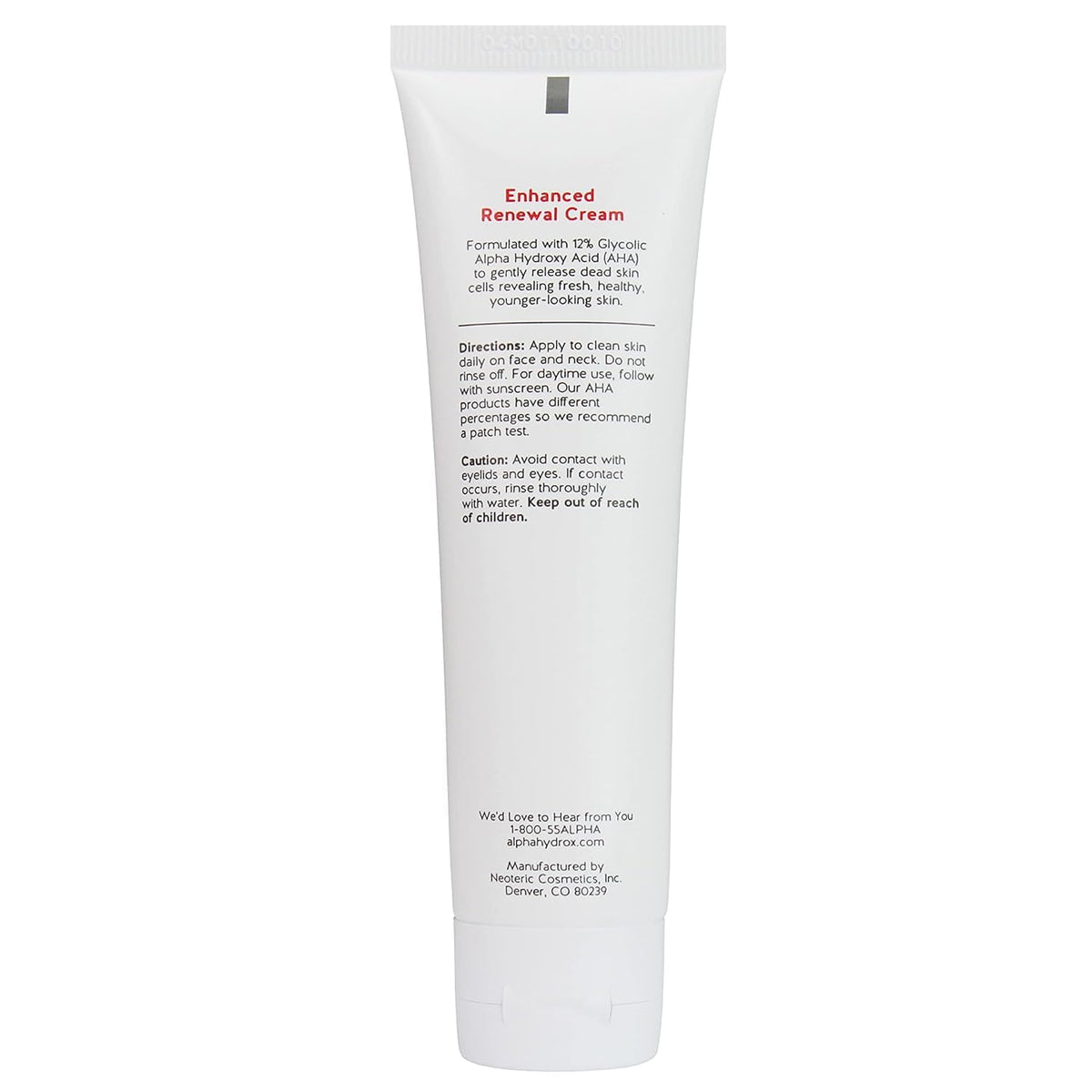Alpha Skin Care Enhanced Renewal Cream packaging back displays 2 oz twin-pack.