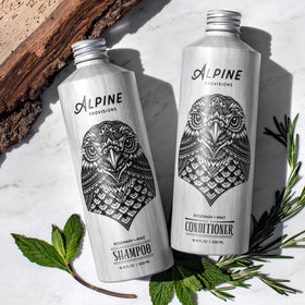 Alpine Provisions vegan sulfate-free formula bottle indicating gentle color-treated hair care