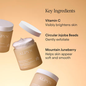 Alpyn Beauty Hydrating Cold Cream Cleanser juneberry benefits imagery suggesting antioxidant support.