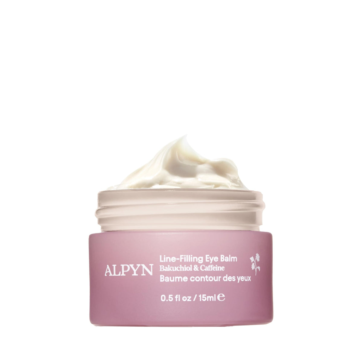Alpyn Beauty Line-Filling Eye Balm packaging close-up, highlighting sustainable design and brand focus.