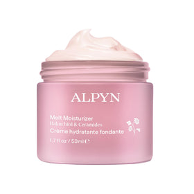 Alpyn Beauty Melt Moisturizer packaging closeup for a premium, travel-friendly routine.