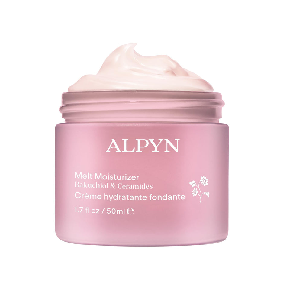 Alpyn Beauty Melt Moisturizer packaging closeup for a premium, travel-friendly routine.