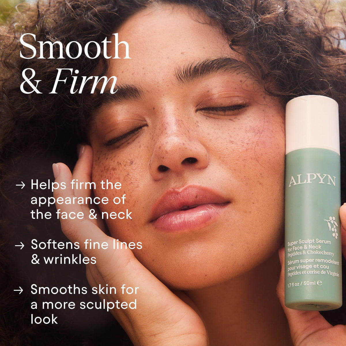 Alpyn Beauty Super Sculpt Serum being applied along the jawline for subtle lifting.