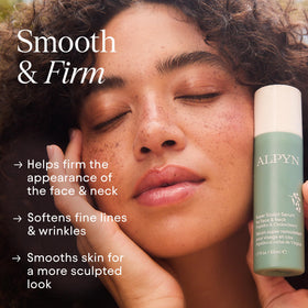 Alpyn Beauty Super Sculpt Serum being applied along the jawline for subtle lifting.