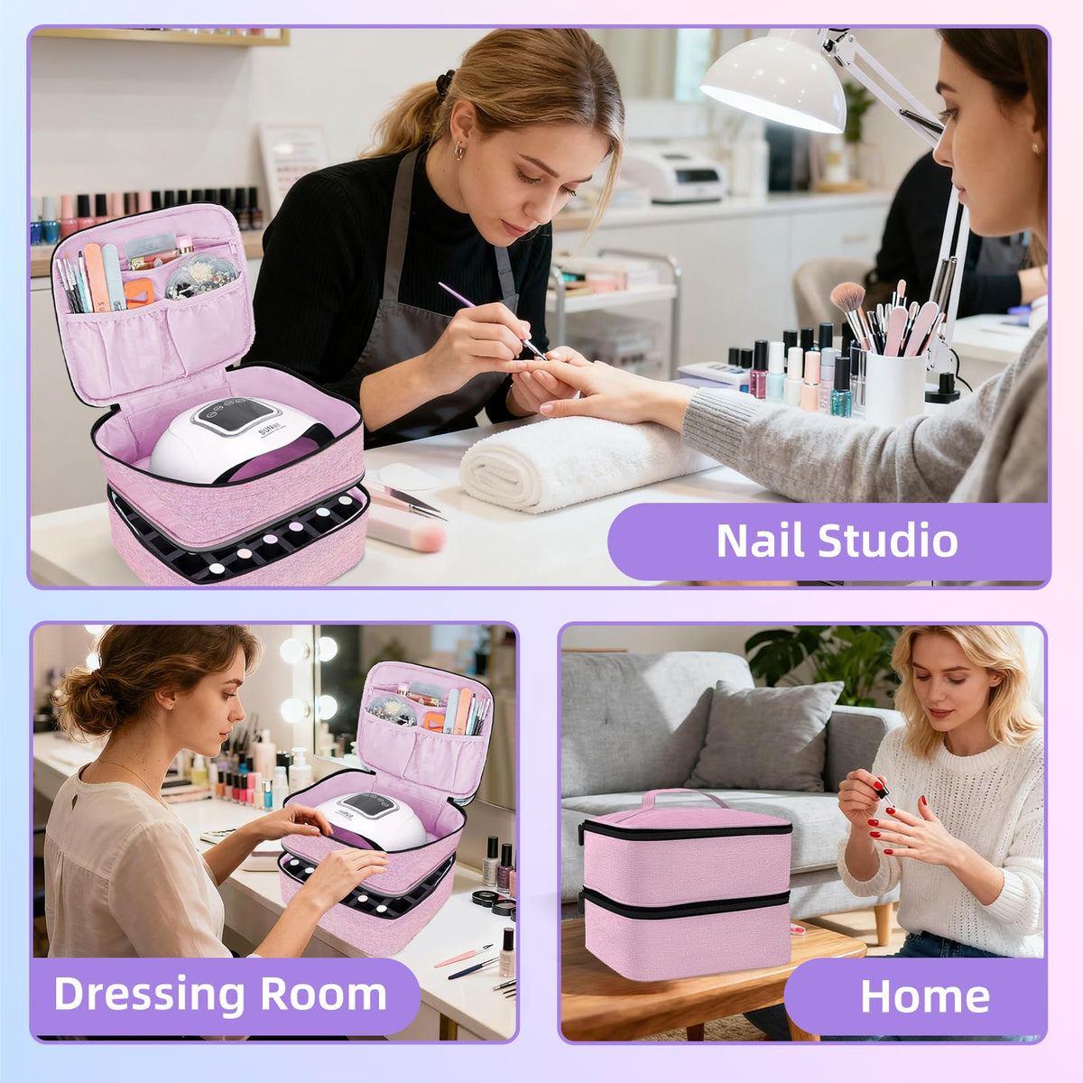 ALSLEA nail polish organizer bottom foam holder protects bottles during transport