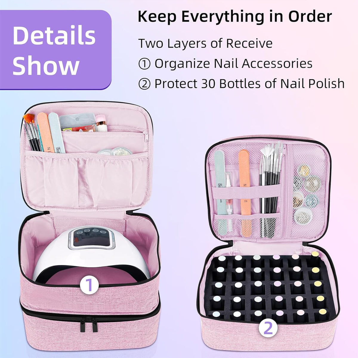 ALSLEA nail polish organizer interior grid keeps small items organized