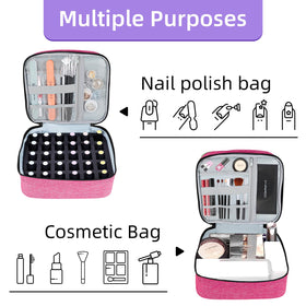 ALSLEA portable nail kit organizer simplifies travel with polishes in rose