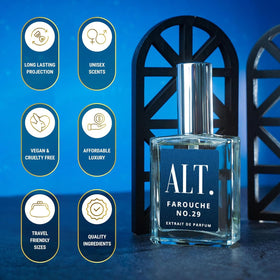 ALT. FRAGRANCES Farouche No. 29 bottle cap highlights premium detailing for premium grooming.