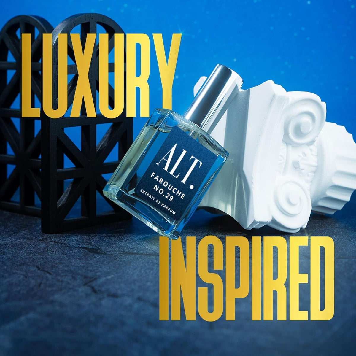 ALT. FRAGRANCES Farouche No. 29 label closeup emphasizes refined branding and scent promise.