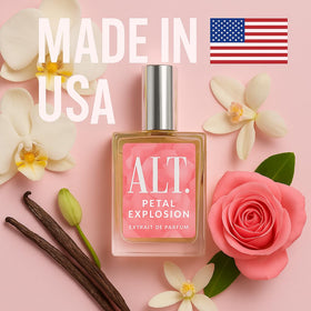 ALT. FRAGRANCES Petal Explosion packaging box, premium gift-ready presentation for travel.