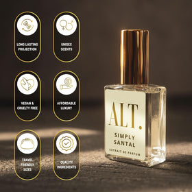 ALT. FRAGRANCES Simply Santal wood notes highlight a refined scent profile