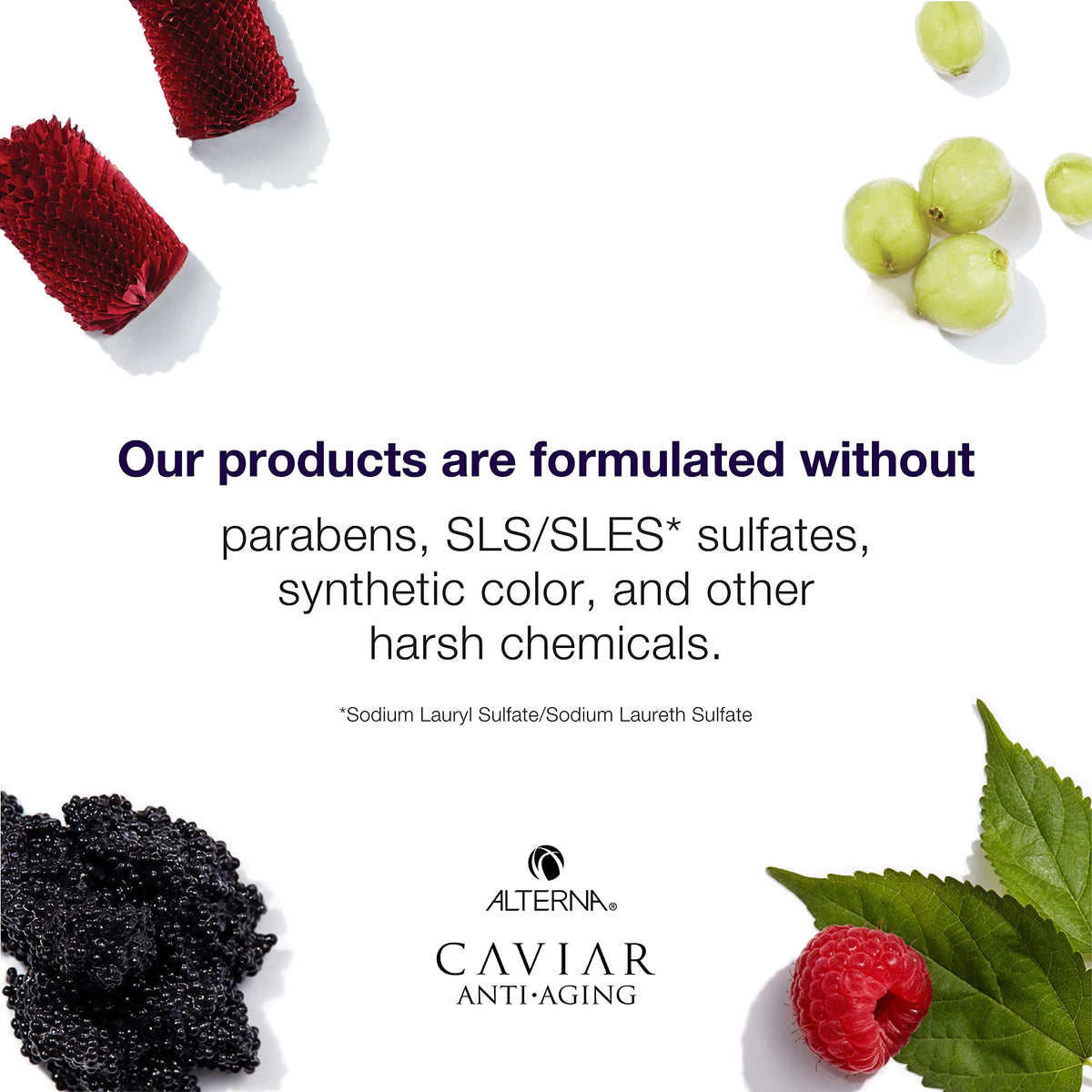 Close-up on caviar extract highlights nourishing omega fatty acids for stronger hair