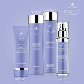 Close-up of Alterna formula with caviar extract nourishes hair and defends against aging factors