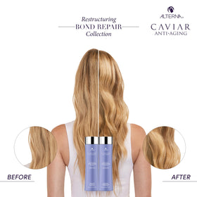 Alterna bottle and label emphasize bond protection during color treatment and styling