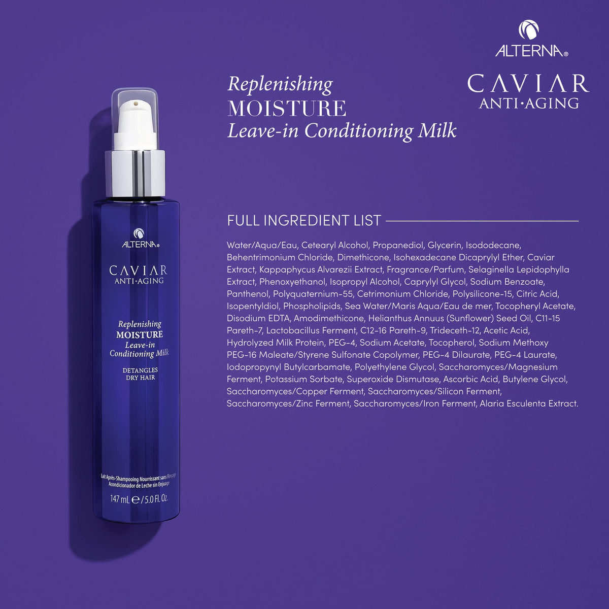 Alterna CAVIAR Anti-Aging Leave-In Milk detangling action on hair