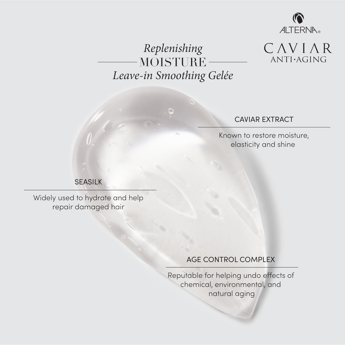 Alterna Caviar Anti-Aging Gelee finished look with natural shine on hair