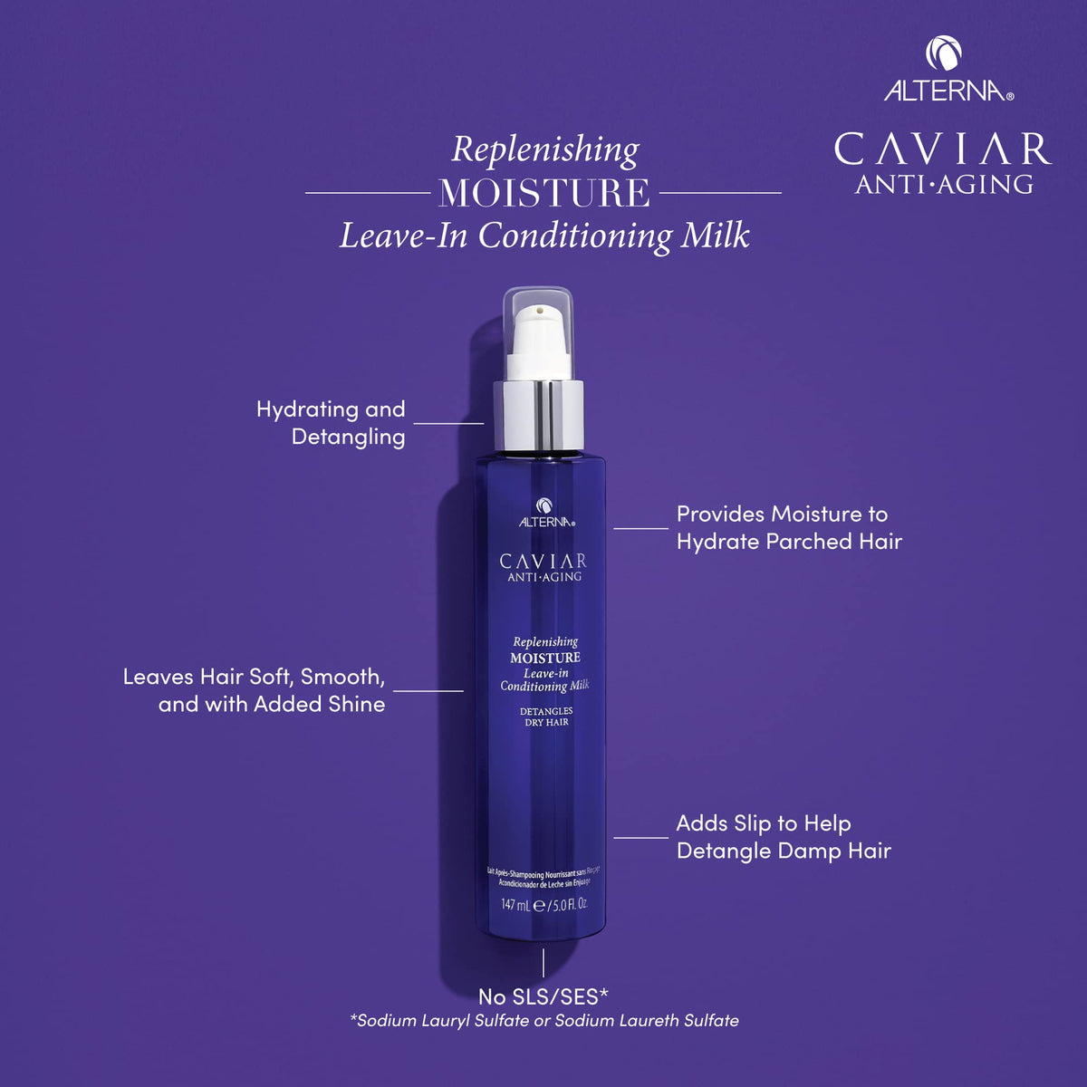 Alterna CAVIAR Anti-Aging Leave-In Milk dispense close-up for detangling