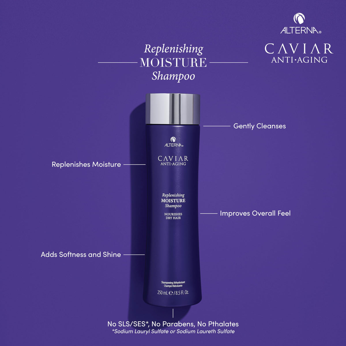 Alterna Caviar Anti-Aging Replenishing Moisture Conditioner bottle boosts softness