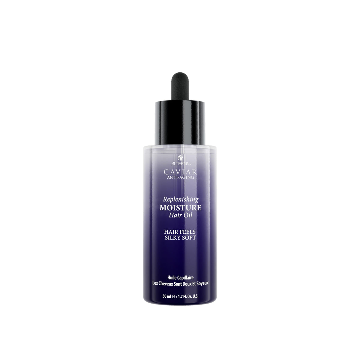 Alterna CAVIAR Anti-Aging Moisture Oil bottle being poured for easy application