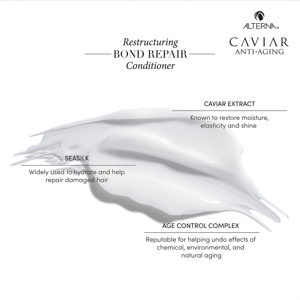 Alterna Caviar Bond Repair Conditioner dispenser ready for simple daily application.
