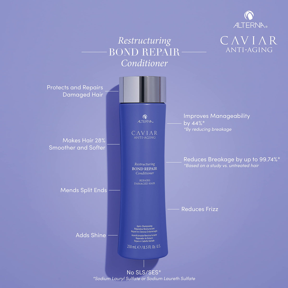 Alterna Caviar Bond Repair Conditioner ingredients close-up shows omega-rich formula.