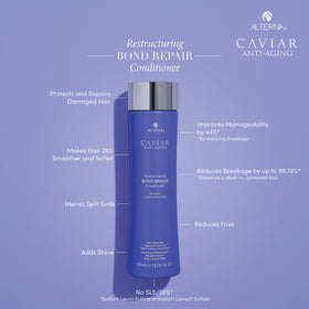 Alterna Caviar Bond Repair Conditioner ingredients close-up shows omega-rich formula.