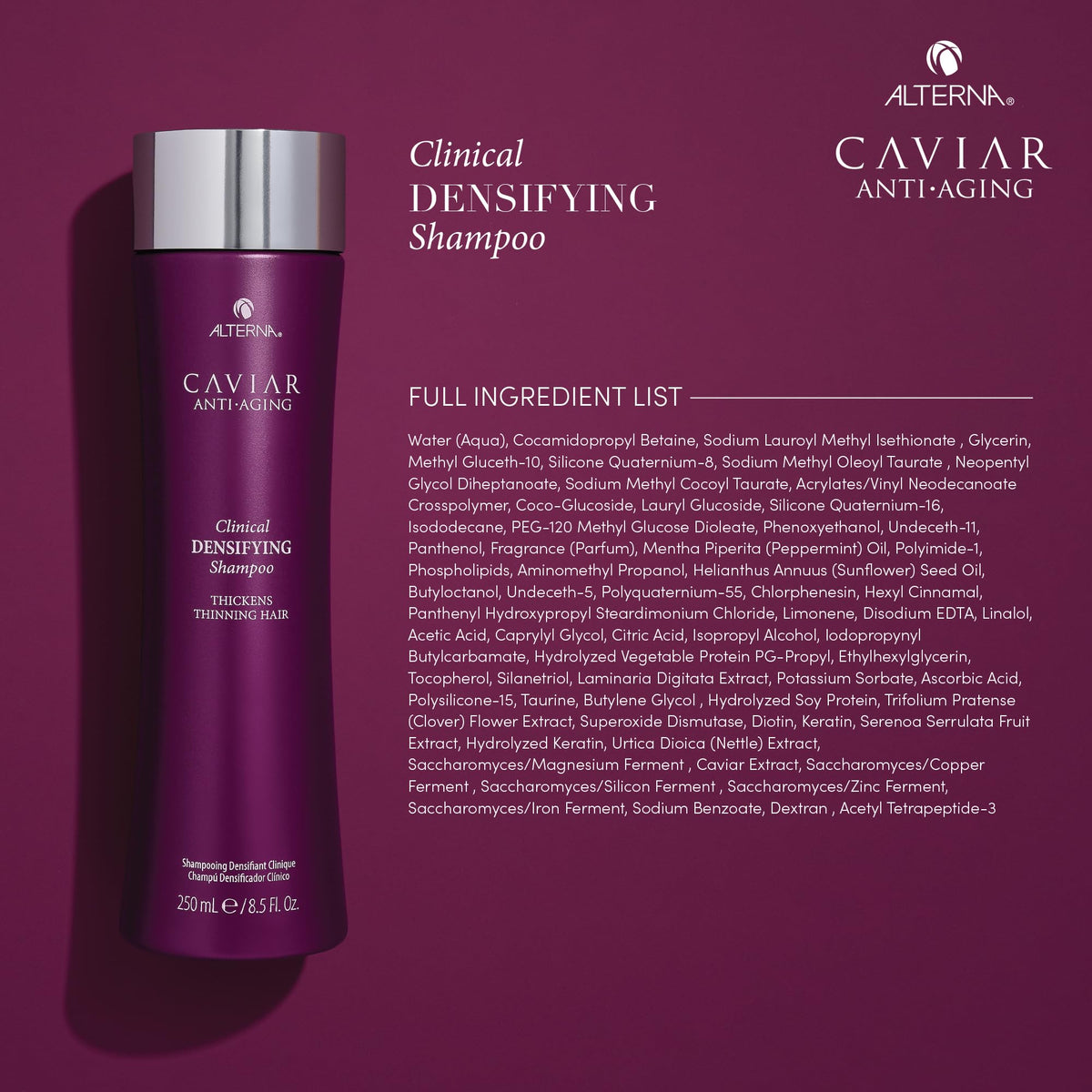 Alterna CAVIAR bottle packaging emphasizes sulfate-free formula.