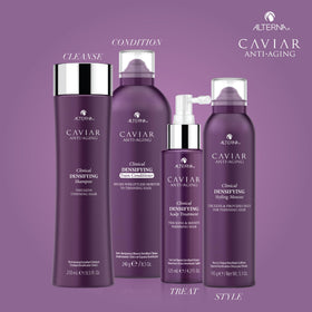 Alterna CAVIAR bottle on vanity conveys luxurious haircare experience.