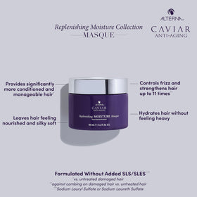 Alterna Caviar Masque application on hair for detangling and added moisture.