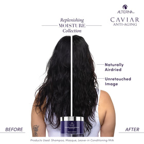 Alterna anti-frizz focus image demonstrates frizz control and smoother strands.