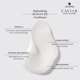 Creamy texture close-up of Alterna conditioner for softer hair.