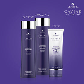 Close-up of Alterna label featuring Caviar Extract and Sea Silk.