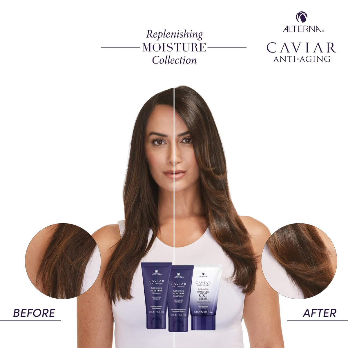 Lifestyle packaging image of Alterna Replenishing Moisture kit on display