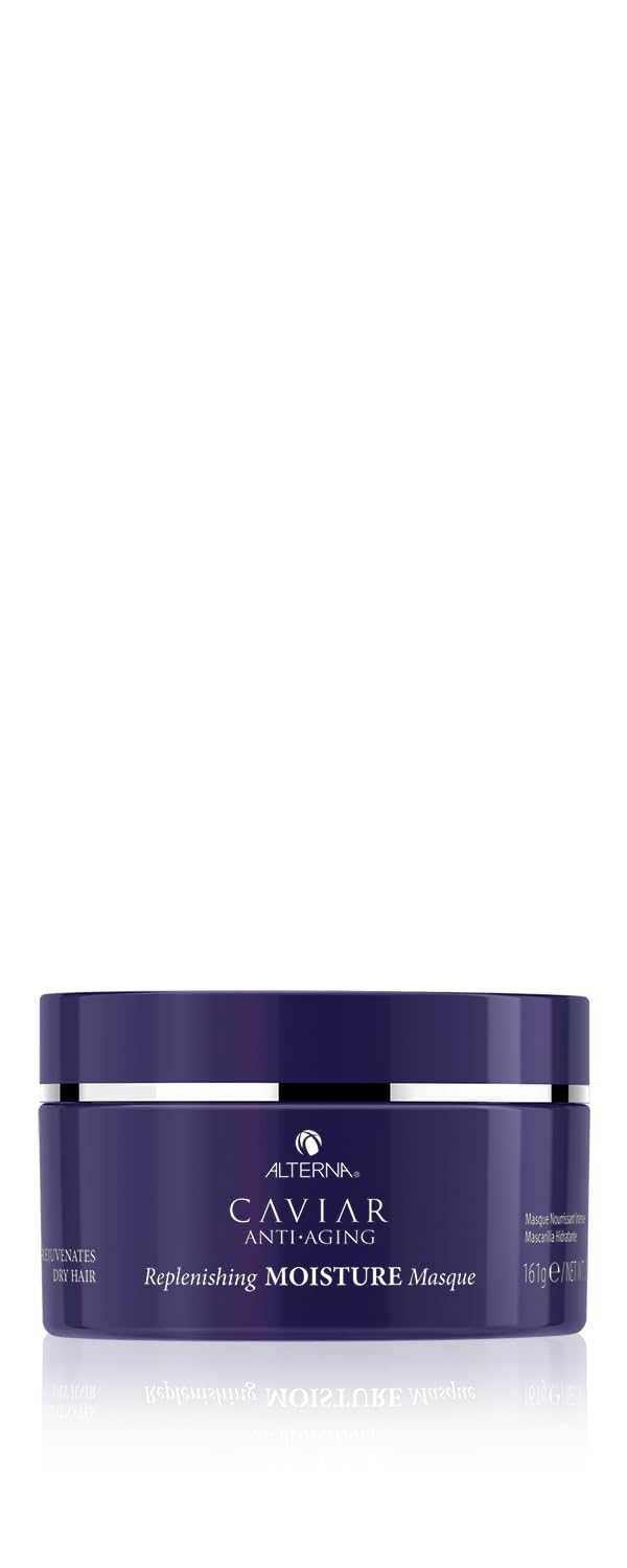 Alterna Caviar Moisture Masque bottle pour for even distribution and hydration.