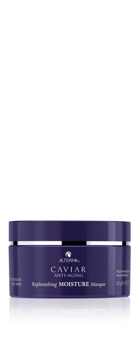 Alterna Caviar Moisture Masque bottle pour for even distribution and hydration.